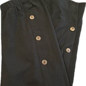 Appleseed's Wide Leg Pants Button Detail Black Large